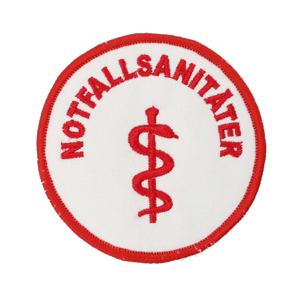 RescPol Aufnäher Notfallsanitäter - Mit Äskulapstab & Klett Weiß/rot 8cm
