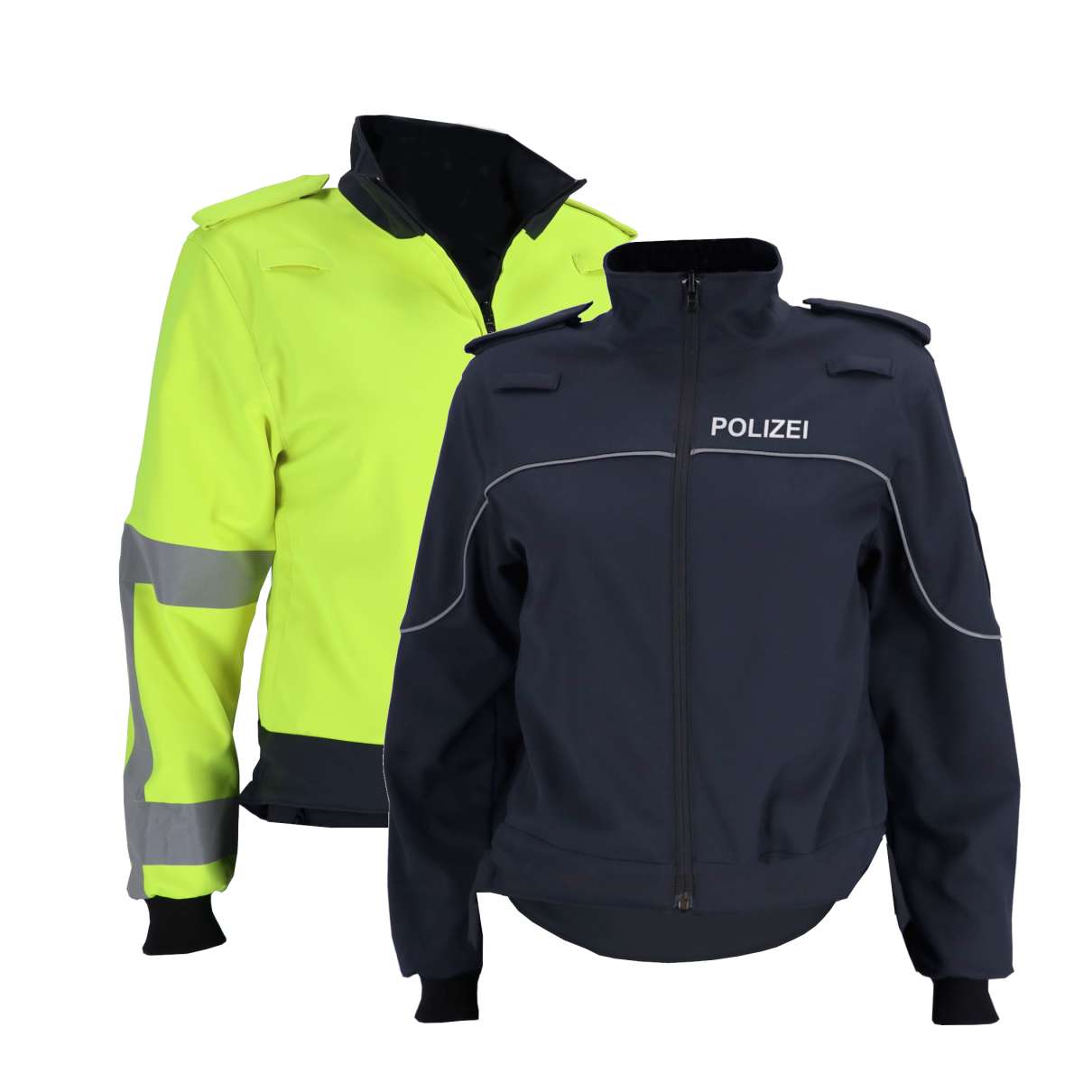ETZEL® Softshell Wendejacke NRW, dunkelblau/neongelb