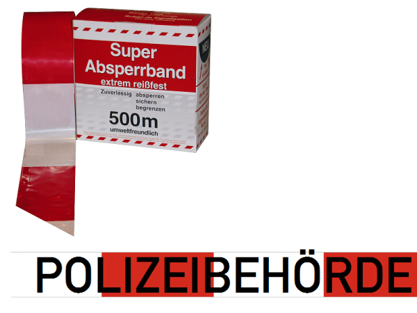 Absperrband POLIZEIBEHÖRDE rot/weiß