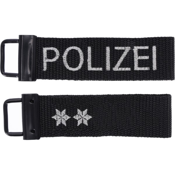 Schlüsselanhänger Polizei Schulterklappe mit Dienstgrad 2 Sterne silber Metall 